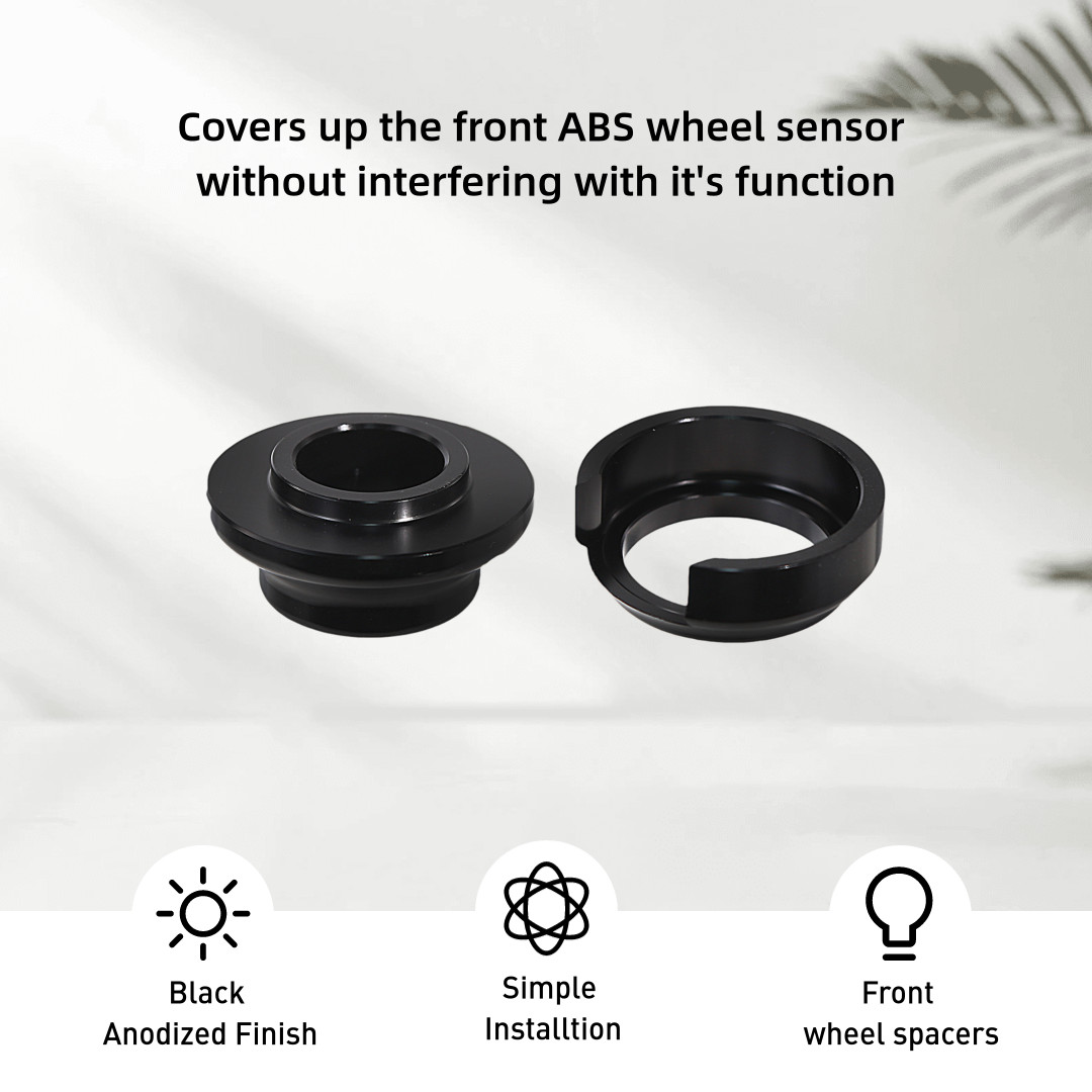 Black ABS Sensor Cover Wheel Spacer Set For Harley 2008-2024 Touring Road Glide