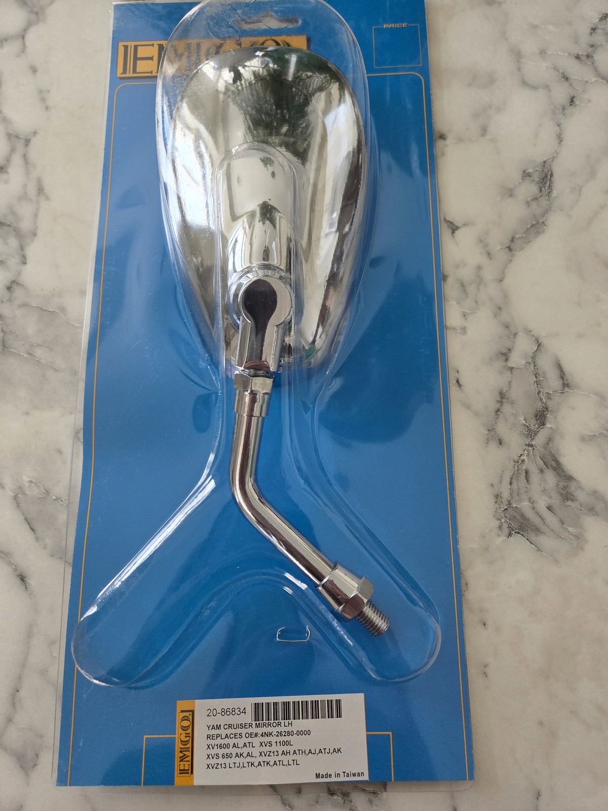 NOS EMGO YAMAHA XV1600 1700 XVS1100 XVS650 XVZ13 LEFT CHROME MIRROR 20-86834