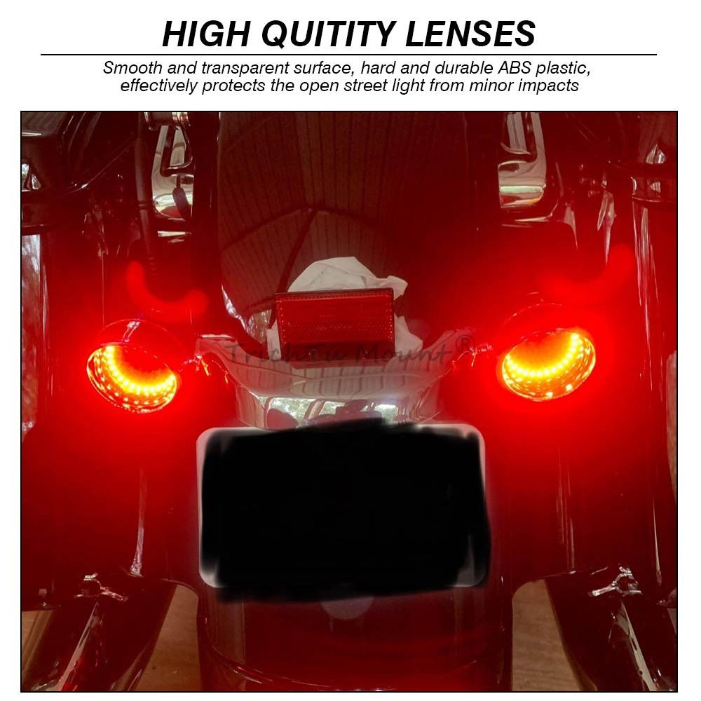 4PCS Smoke Turn Signal Light Lens Cover Chrome Bezel Visor For Harley Softail US