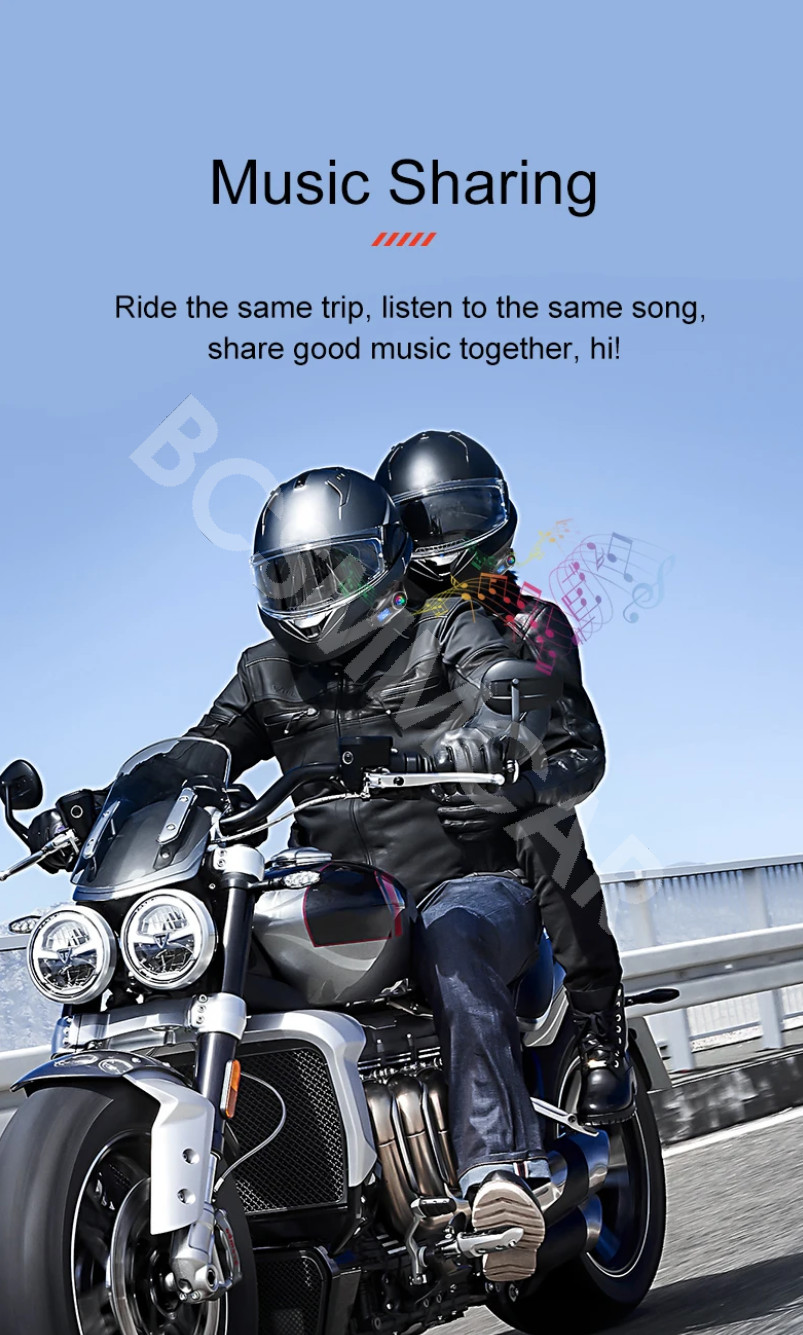 Motorcycle Bluetooth Intercom Headset Communication Share Helmet Kit Waterproof