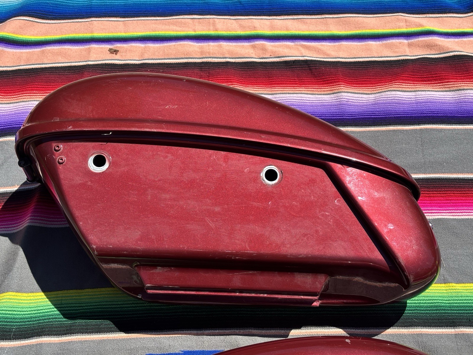 Harley Softail Deuce OEM Hard Bag Saddlebag Set Red Fatboy Genuine