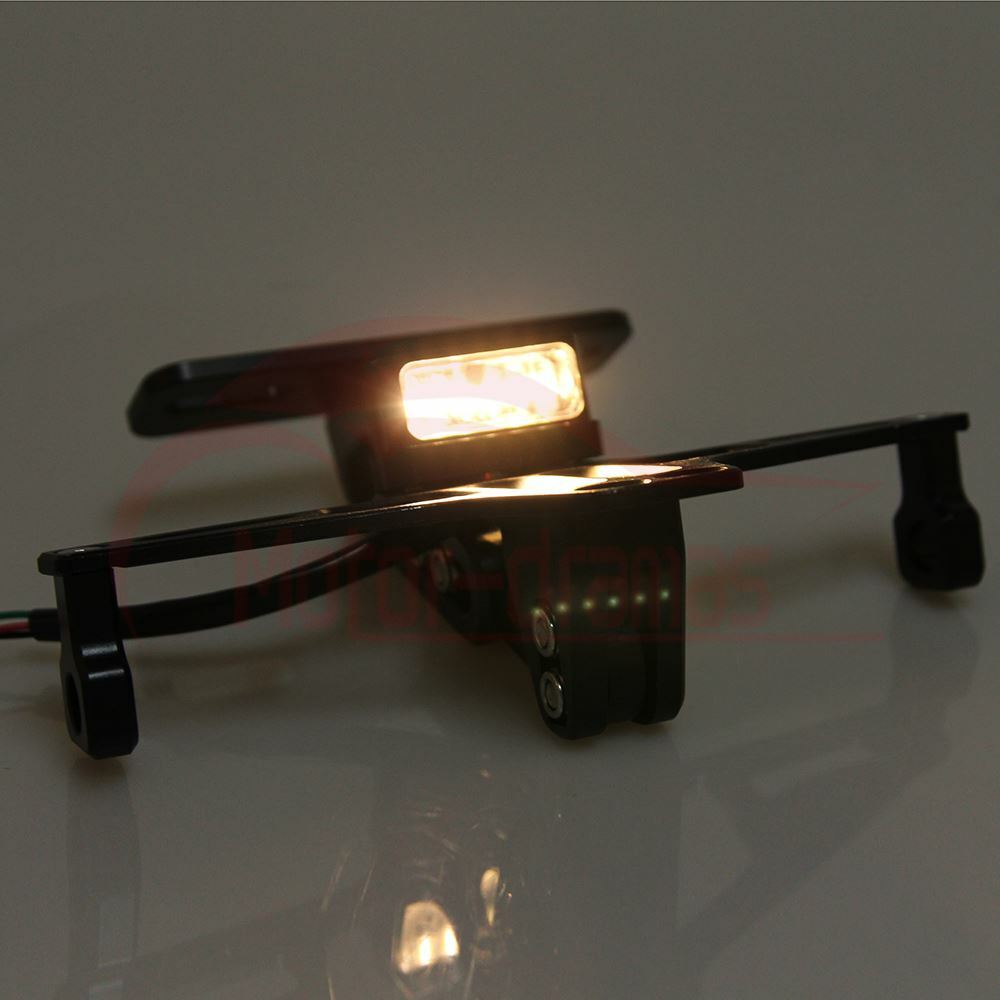 Motorcycle Fender Eliminator Kit License Plate Holder Bracket W/ LED Taillight