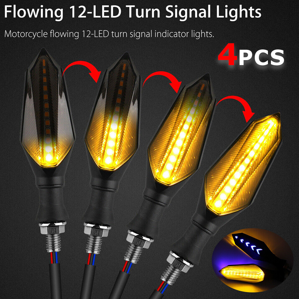 4 Pack Motorcycle Turn Signals Blinker Light Amber Universal For Suzuki Kawasaki
