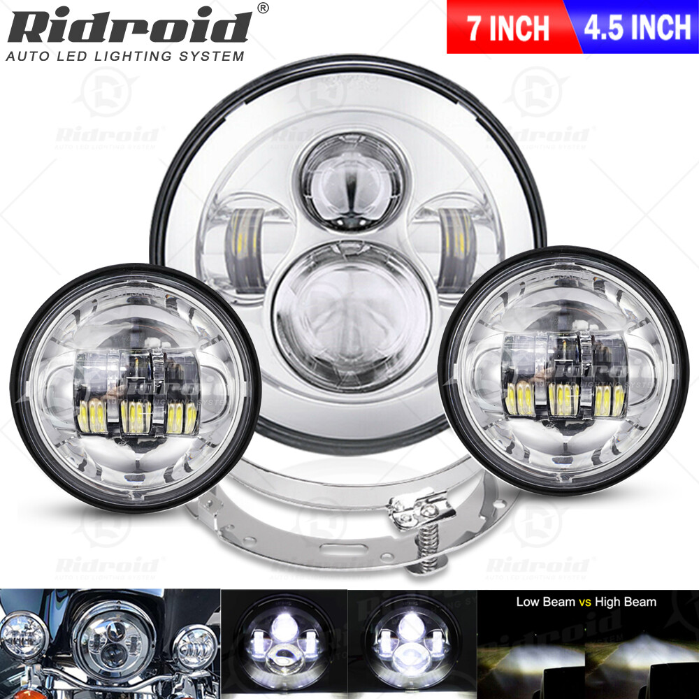 7″ LED Headlight + 4.5″ Passing Lights For Harley Electra Glide Ultra Classic