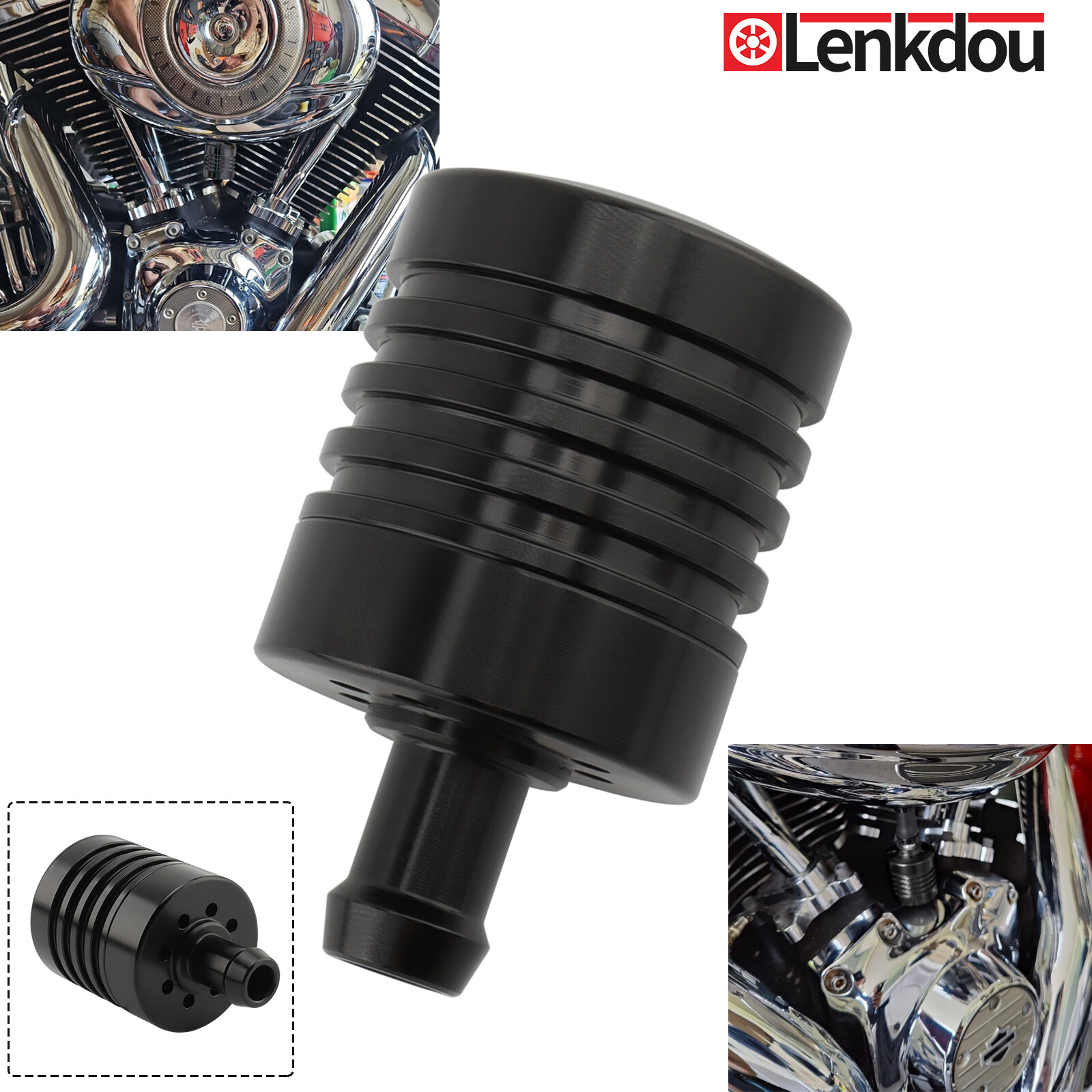 1X Universal Vented Engine Motor Breather Canister For Harley Custom Application