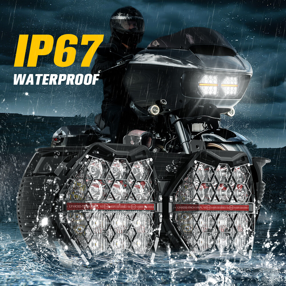 DOT 240W LED Dual Headlight DRL High Low Beam For Road Glide 2015-2023 Plug&Play