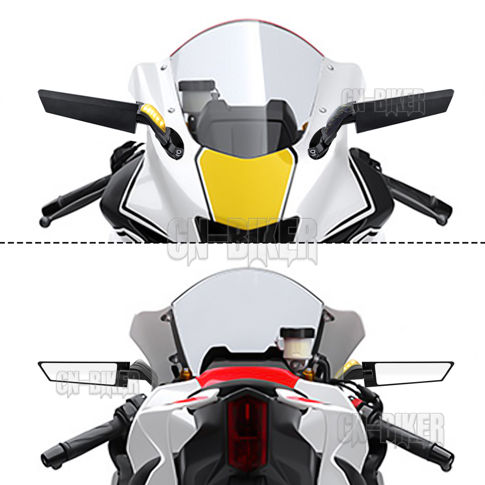 Wind Wing Mirrors w/LED Turn Signal For Yamaha FZR600 R15 V3 V4 FJR1300 FJR 1300
