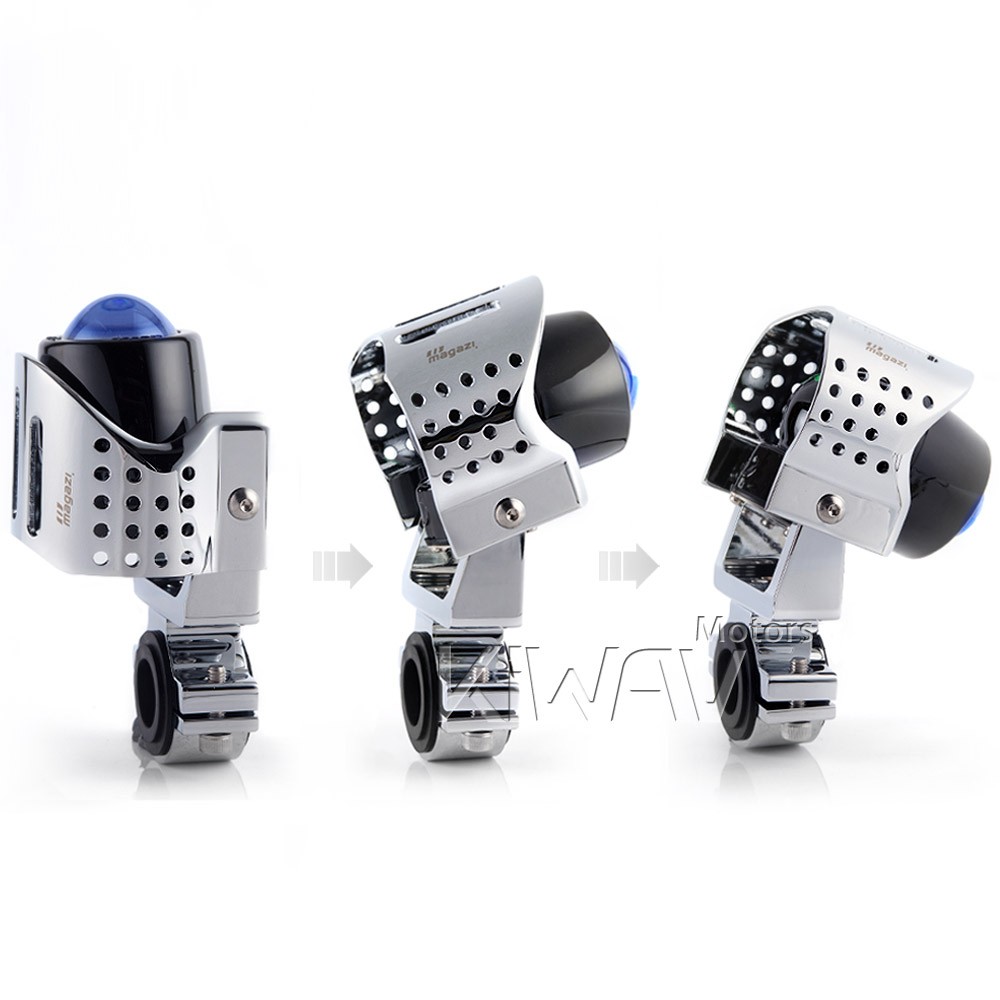 round fog light chrome metal die-cast aluminum housing PAIR fits Yamaha Kawasaki