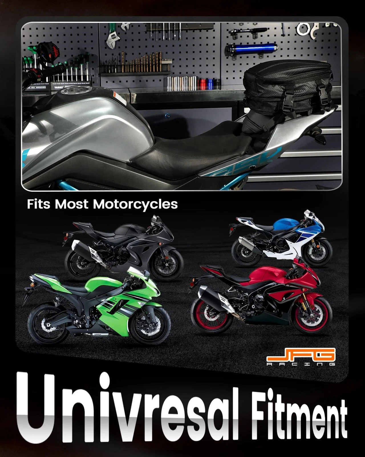 Motorcycle Tail Bag,Universal 11.5L Multifunctional Rear Seat Luggage Bags for M