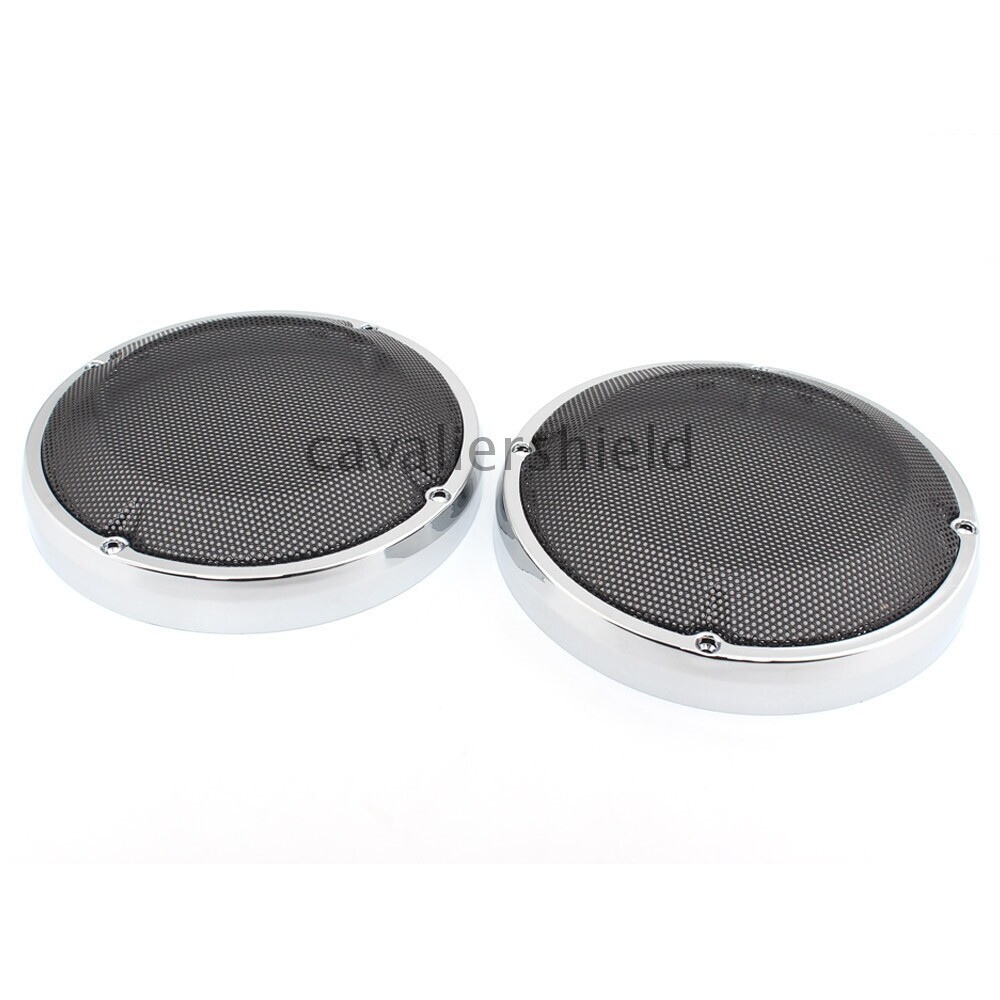 Fit for Harley Touring 1983-2023 Chrome 6.5″ Saddlebag Lid Speaker Grill Covers