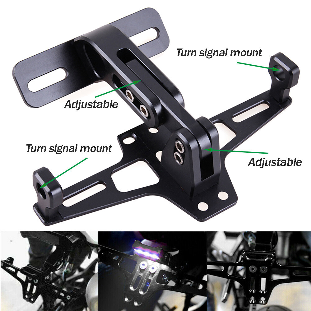 Adjustable Motorcycle Tail Tidy License Plate Holder Fender Eliminator LED Light