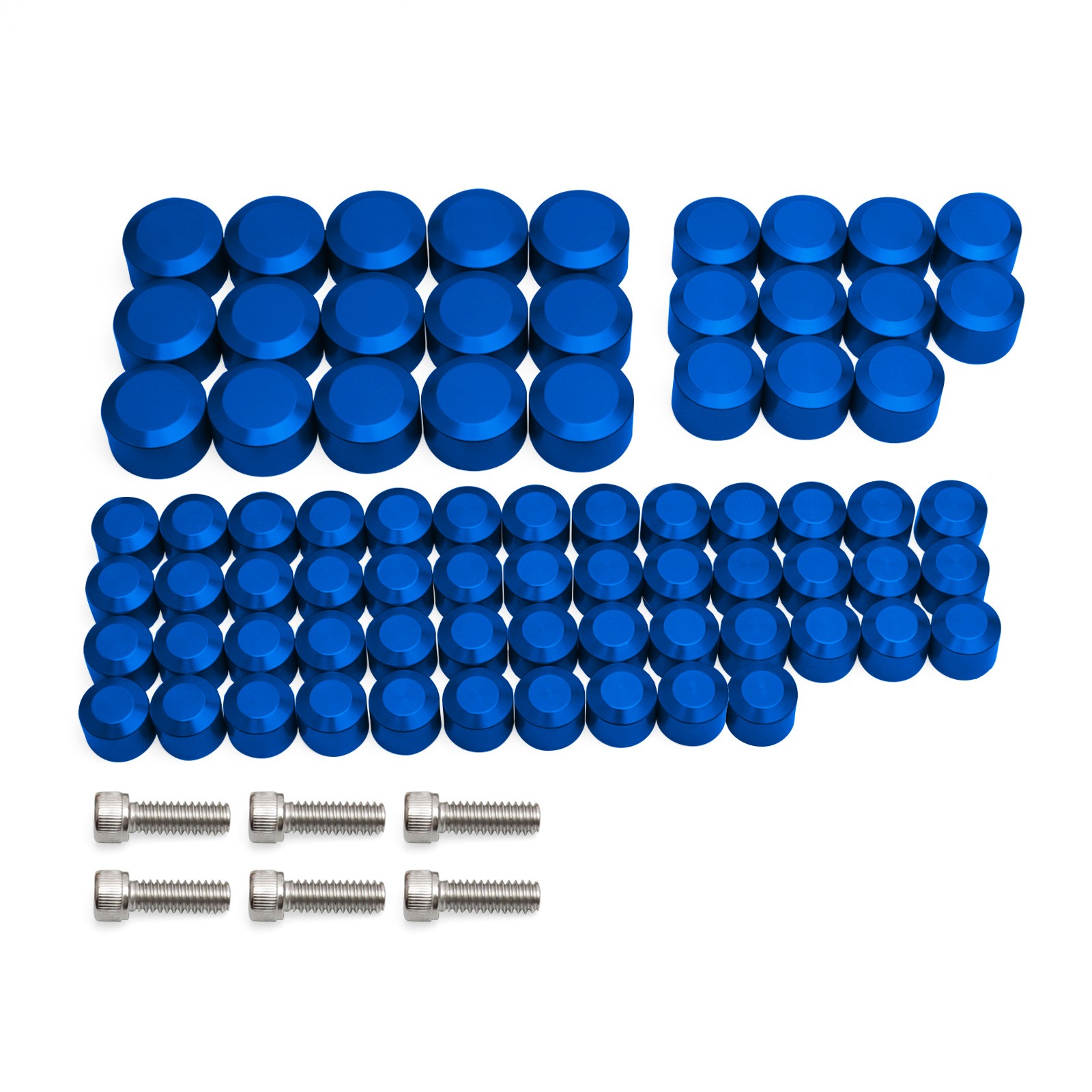 74PCS Blue Engine Bolt Caps Cover For Harley Touring Road Street Glide 2007-2016