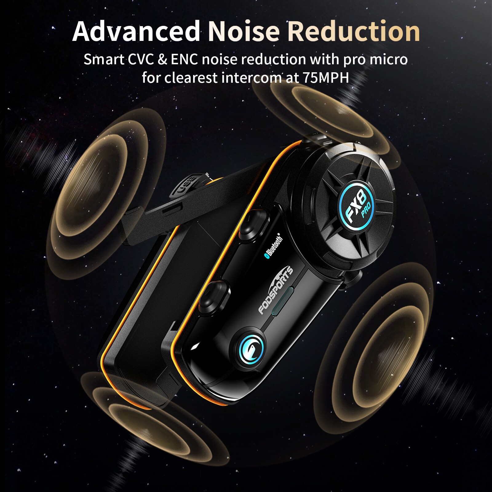 2x FX8 Pro Bluetooth Motorcycle Helmet Intercom Headset 10 Riders Wireless 2000m