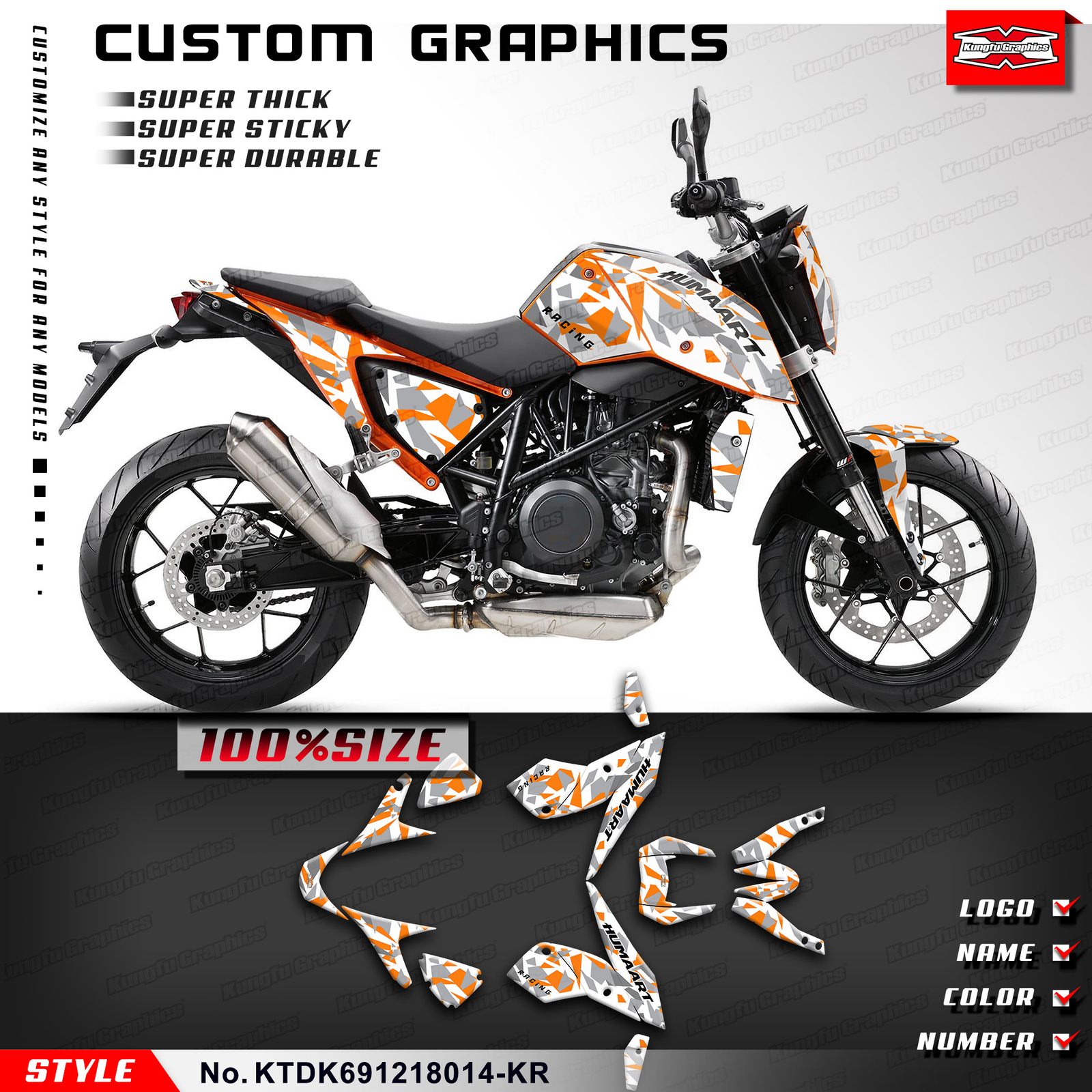 Racing Graphics Adhesive Decals for 690 2012 2013 2014 2015 2016 2017 2018