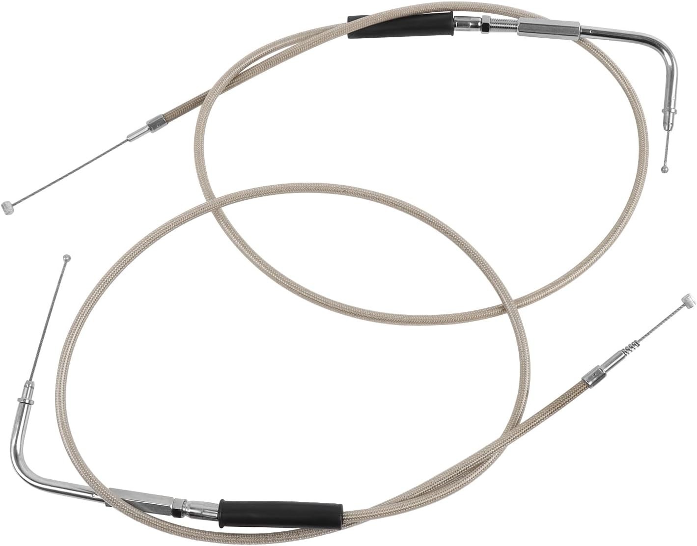 Stainless Steel Braided Throttle Idle Cable Kit Compatible with Harley 43″ fo…