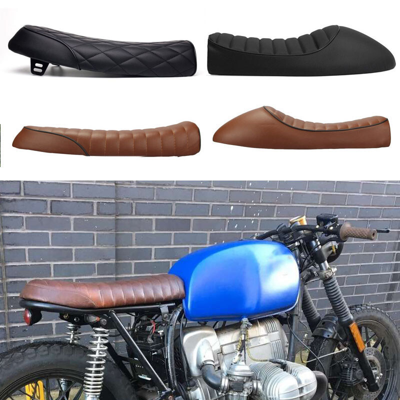 Motorcycle Flat Hump Saddle Retro Cafe Racer Seat Custom for Honda Yamaha Suzuki