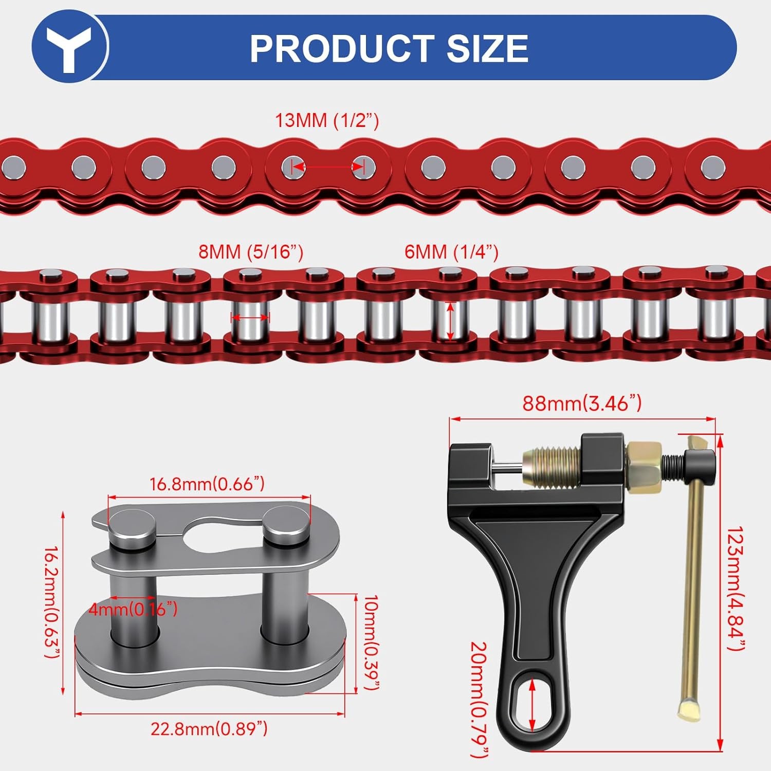 Red 420 Chain 132 Link For 50cc 110cc 125cc SSR Predator 212cc Pit Dirt Bike ATV