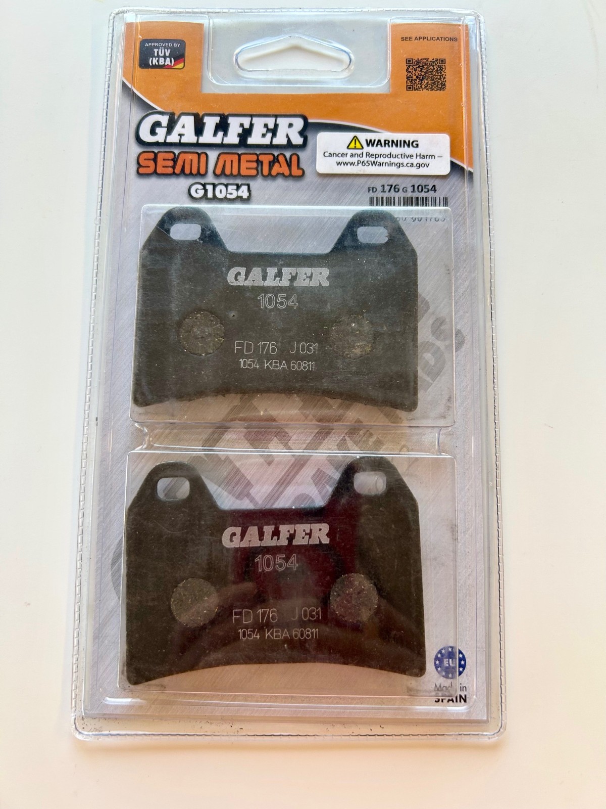 Galfer Brake Rear Pads Semi-Metallic Pair FD176G1054 NEW