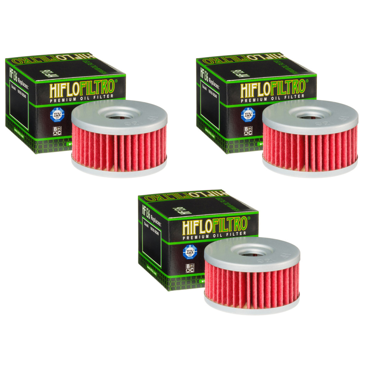 Hiflofiltro HF136 Oil Filter 3 Pack DR 350 R, DR 250, DR 250 SE