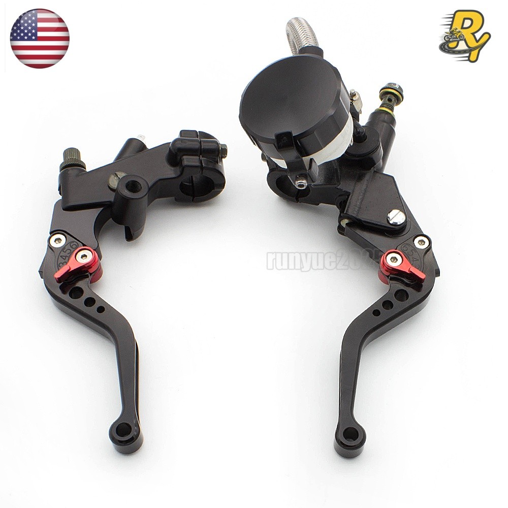 CNC Motorcycle Brake Clutch Levers 7/8″ 22mm Hydraulic Master Cylinder Reservoir