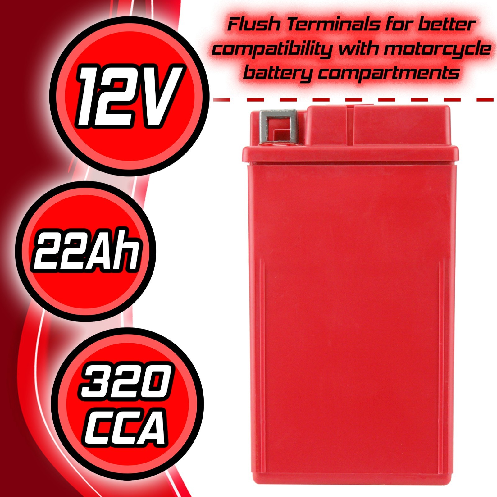 Banshee 12V 22Ah 320CCA AGM Battery, Replaces Bosch FA 107, YTX20L-4, YTX20L-BS
