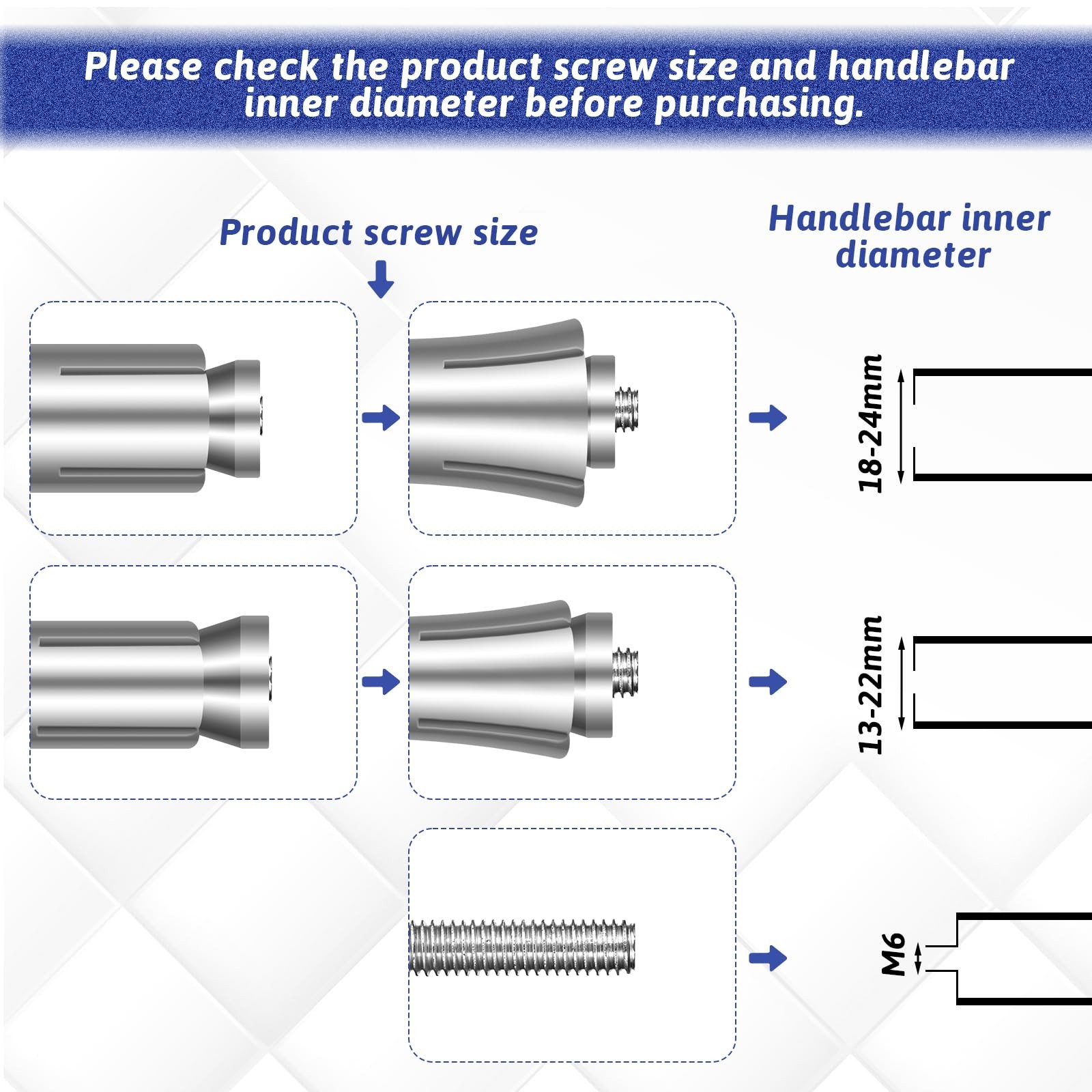 2 Pack Motorcycle Bar Ends Mounting Screw Set Universal 13mm-24mm silver