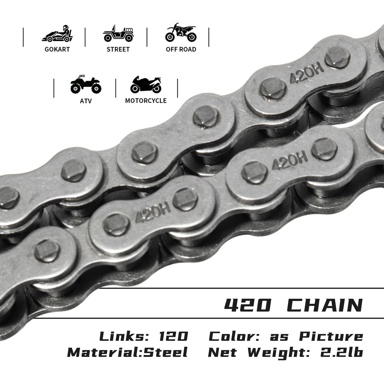 420-120 Non O-Ring Drive Chain for Yamaha YZ65 2018-21 YZ60 81-84 TTR100 E 08-21