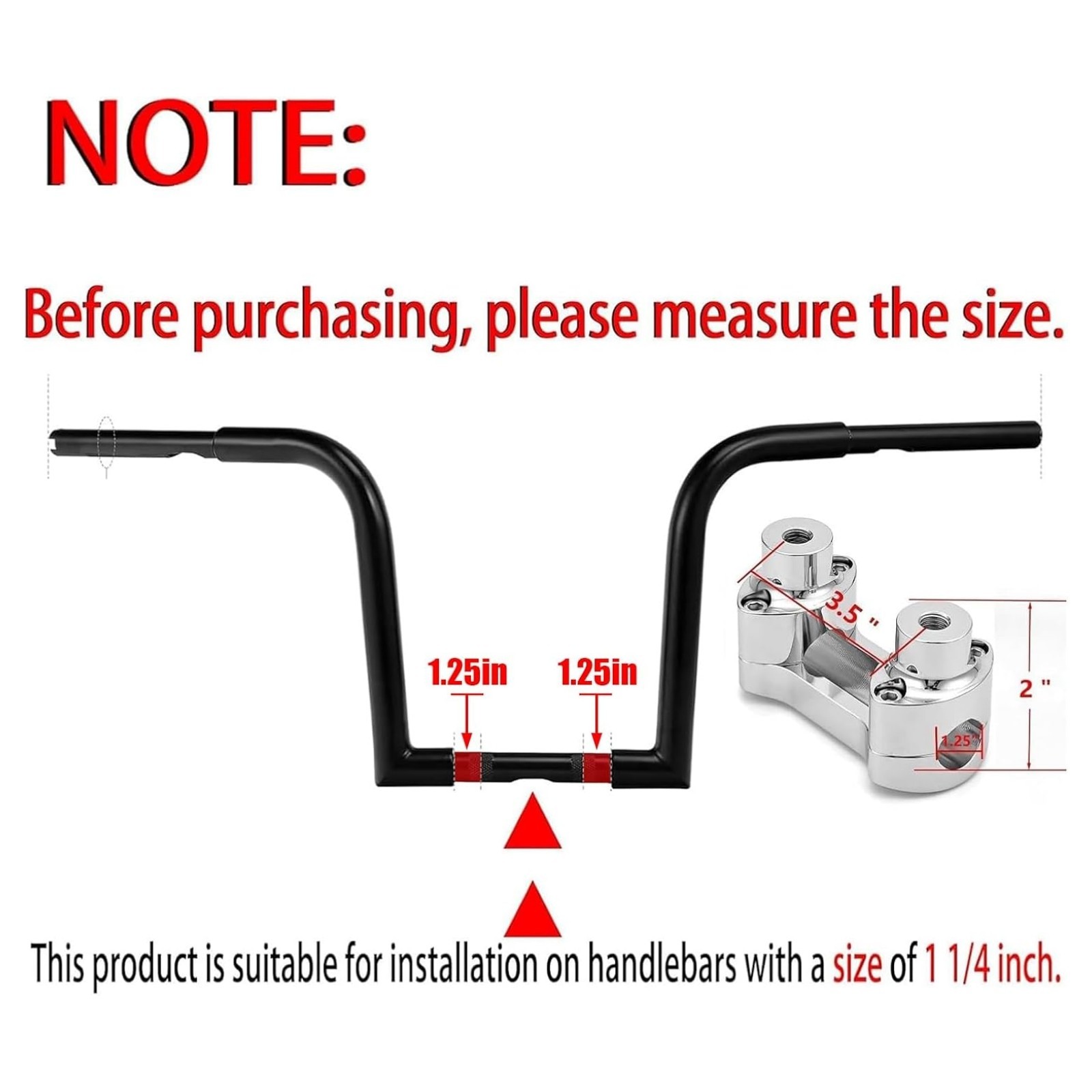 1.25” Handlebar Riser/Top Clamp Kit 2.0″ Tall for Harley Touring Models, Chrome