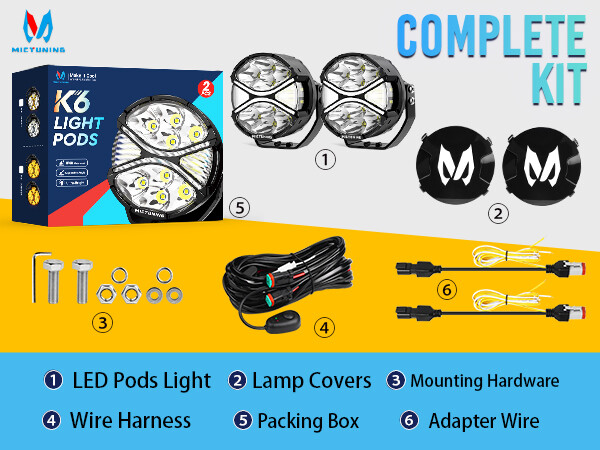 MICTUNING 2x 4″ 160W LED Light Pods White DRL Amber Turn Signal Driving Fog Lamp