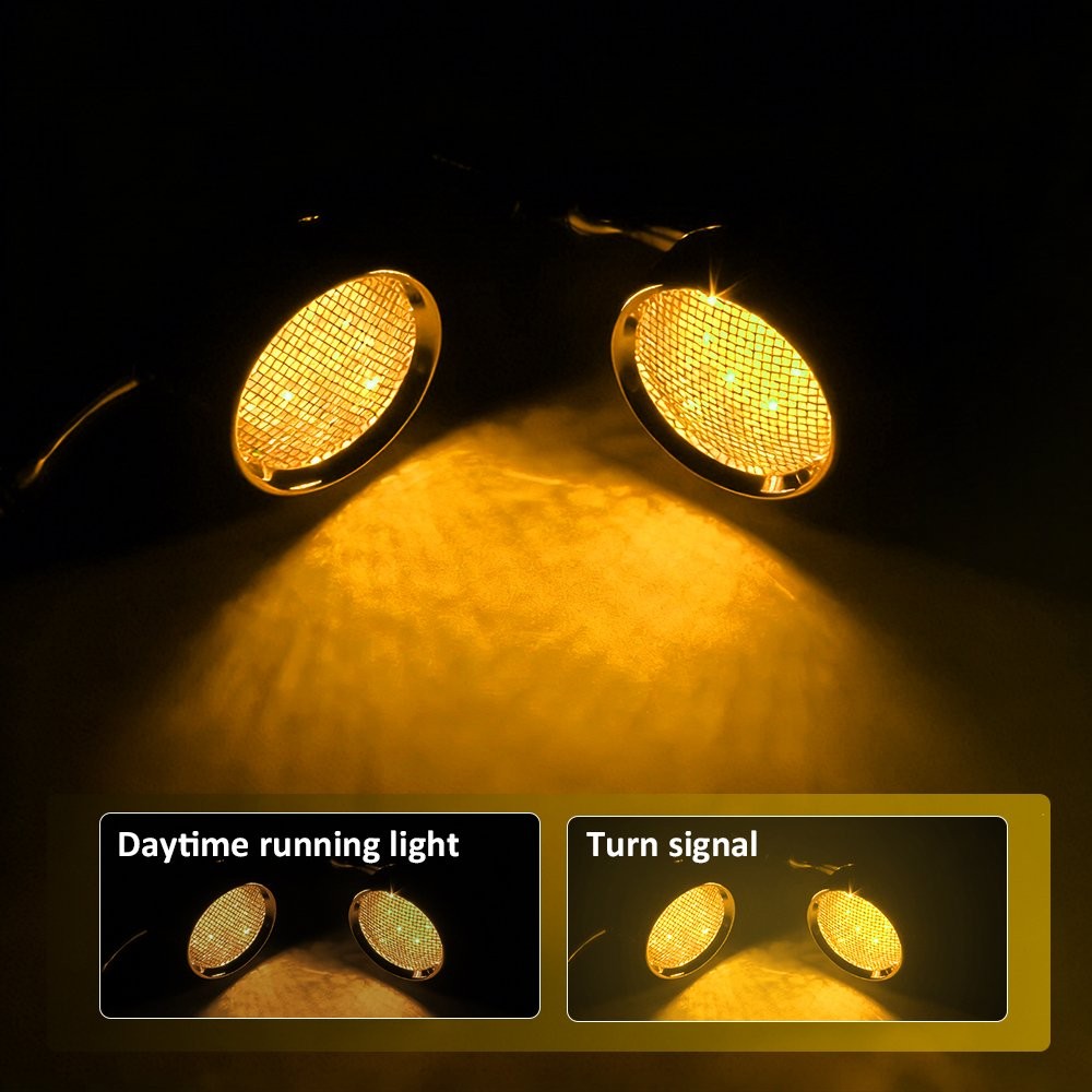 LED Black Motorcycle Bullet Amber Blinker Running Turn Signals Light 2Pcs