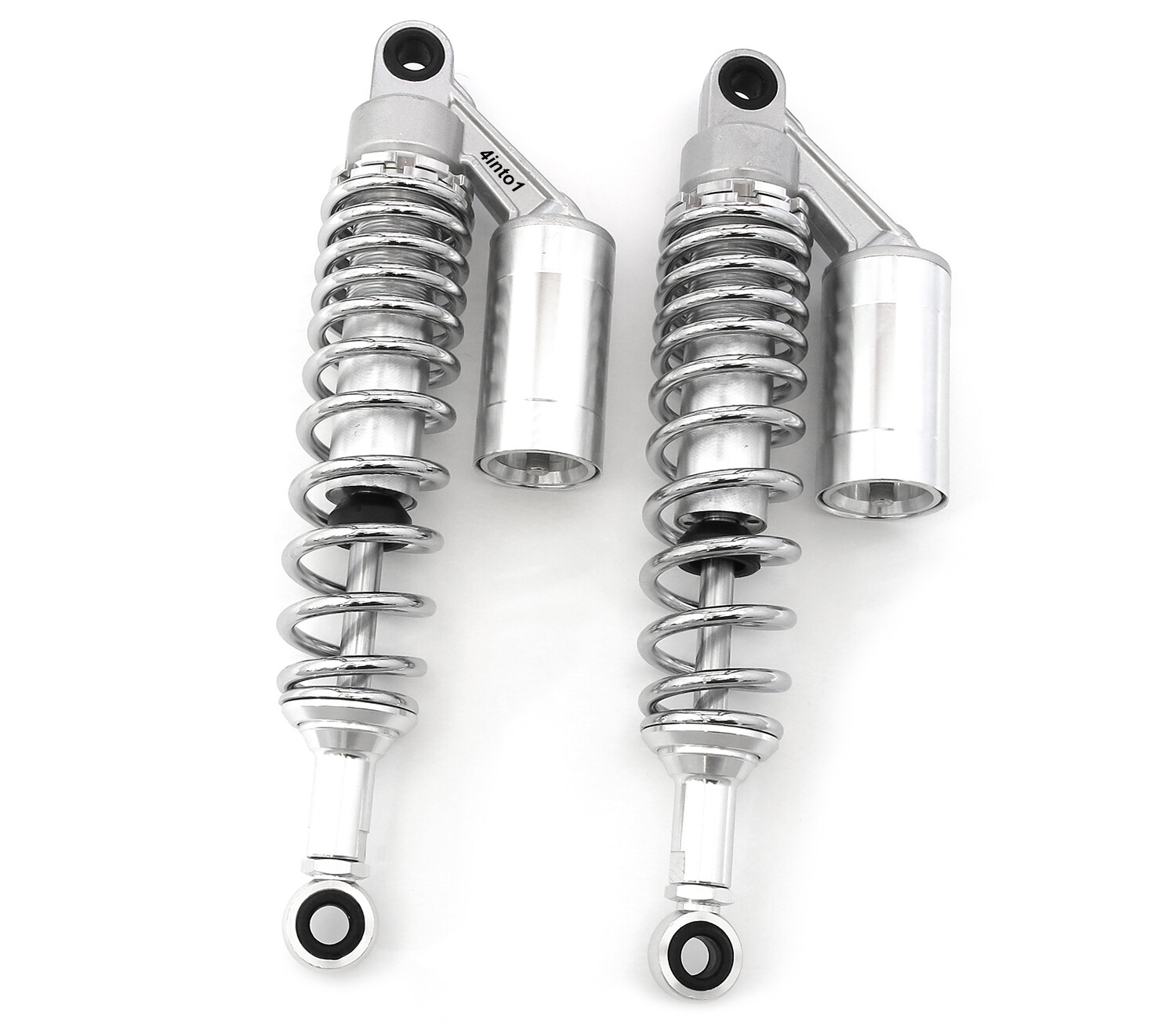 Silver & Chrome Remote Reservoir Rear Air Shocks – 340mm – 350mm 13.5″ Kawasaki