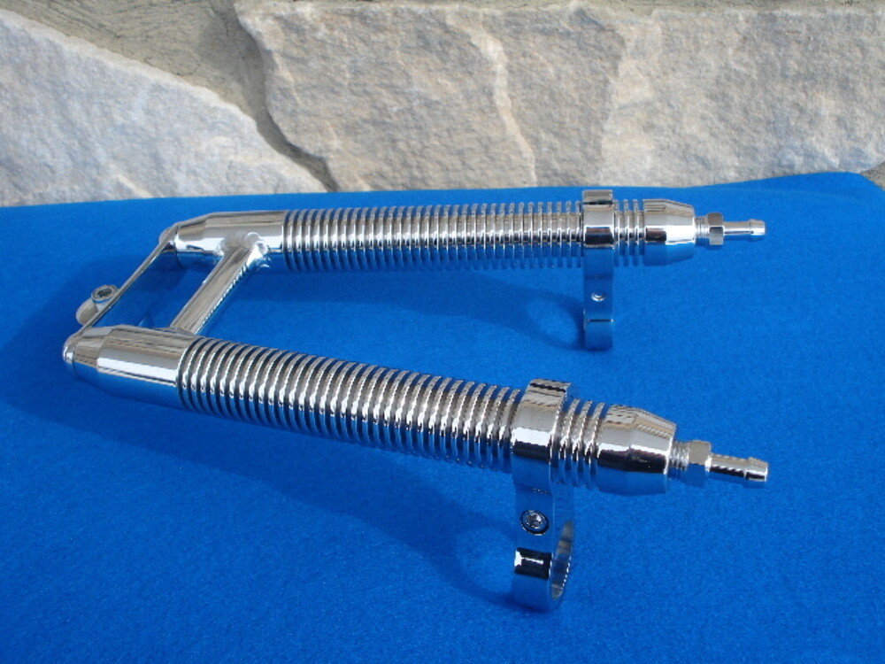 KCINT CHROME FINNED BILLET OIL COOLER WITH CLAMPS FOR HARLEY DAVIDSON 1 1/8 FRAM