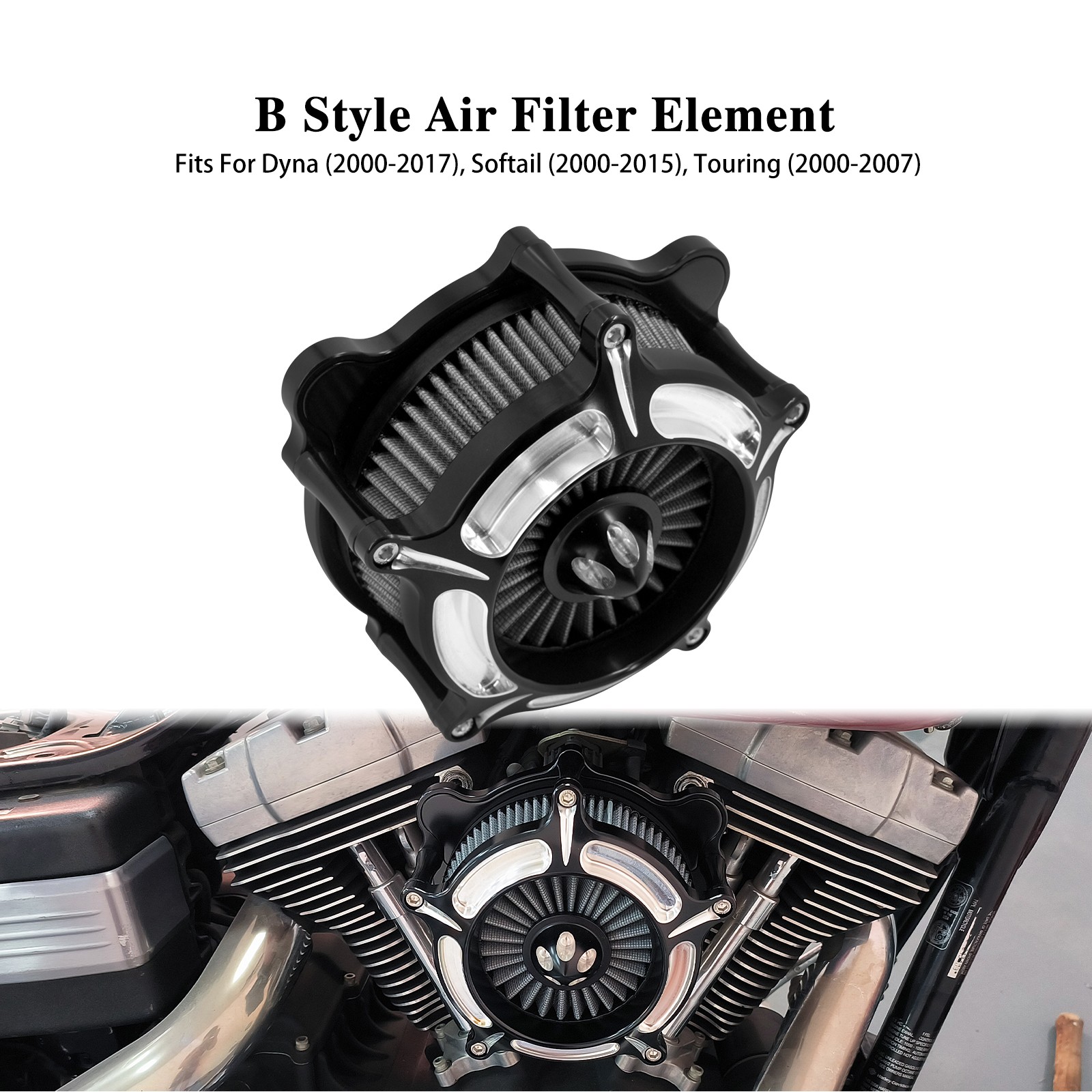 Spike Turbine Air Cleaner Filter Gray Intake For Harley Road Street Glide 00-07