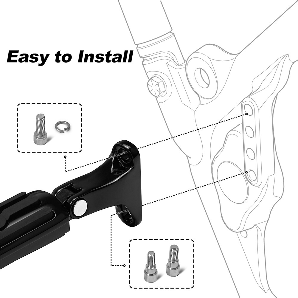 Black Foot Pegs w/ Brackets Passenger Rear Pegs For Harley Touring 1993-2023 US