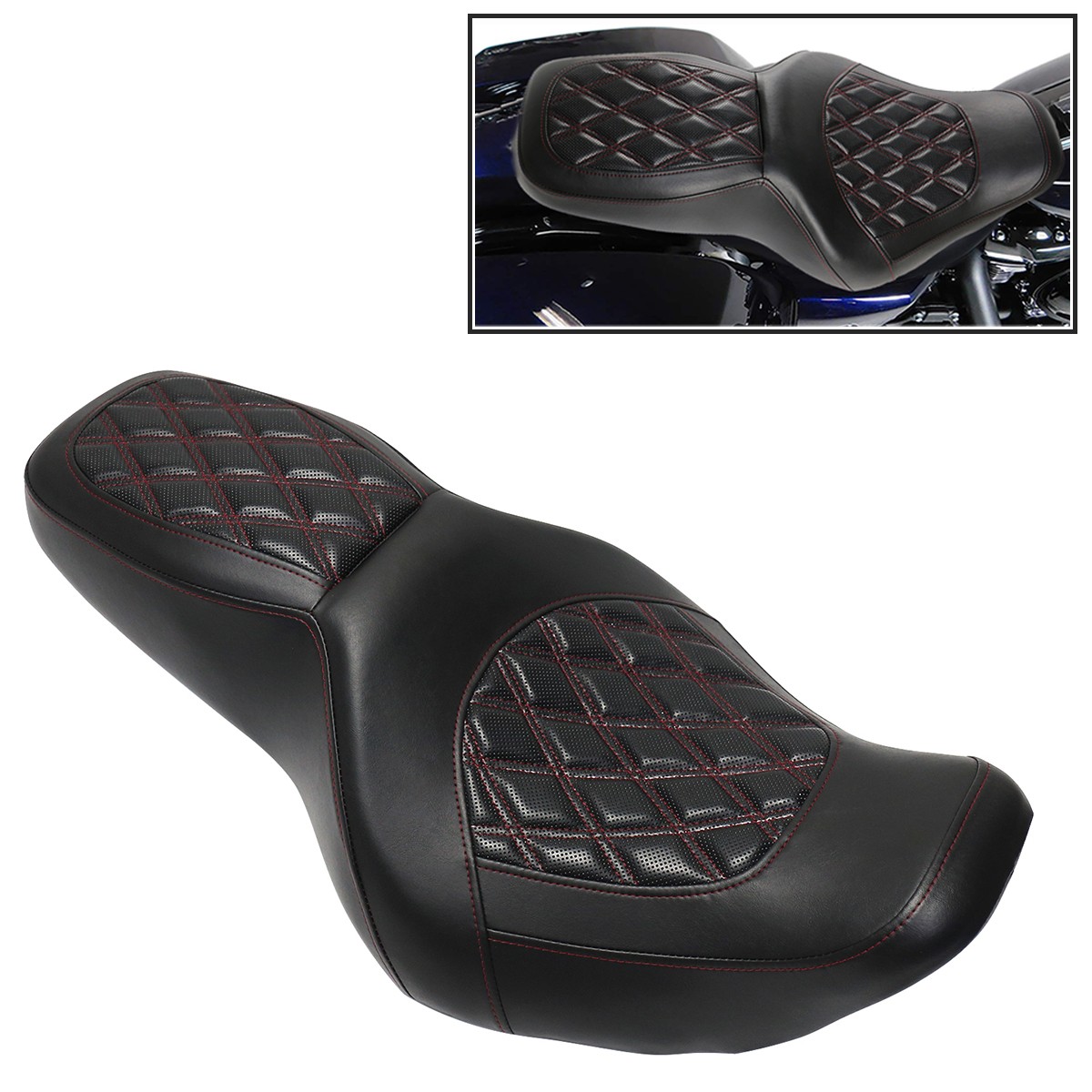 Front Rear Red Diamond Seat For Harley Street Glide EFI FLHXI / FLHX 2006 2007