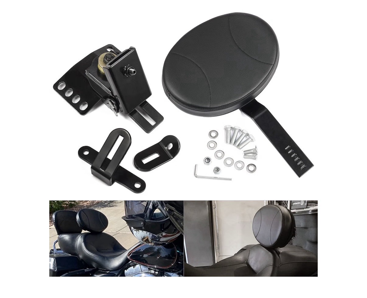 For Harley Touring 1997-2024 Black Plug-In Driver Rider Rear Backrest Adjustable