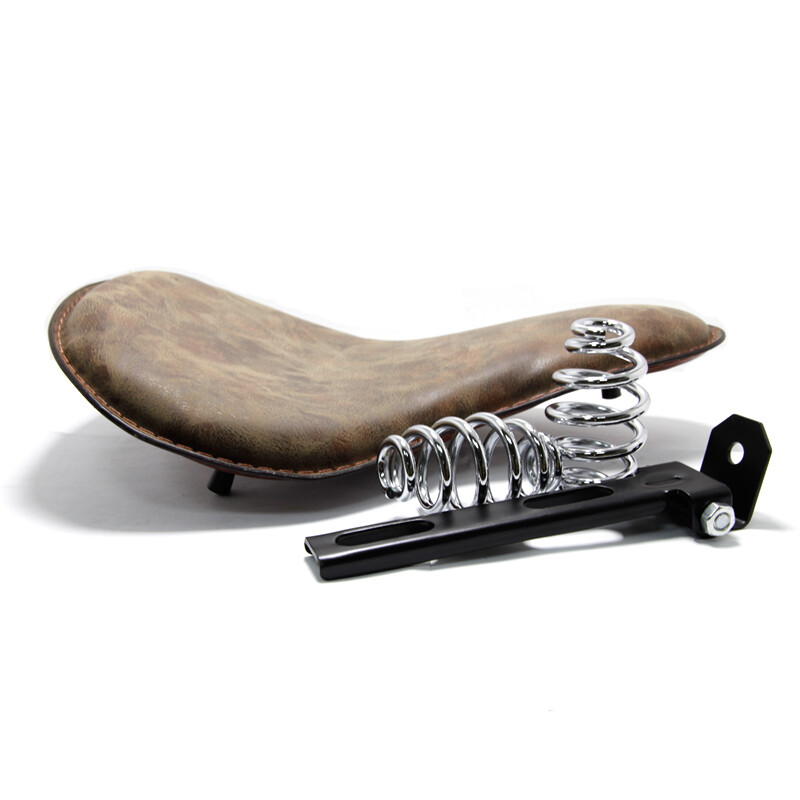 Brown Motorcycle Leather Solo Seat Custom Fit For Harley Davidson Chopper Bobber