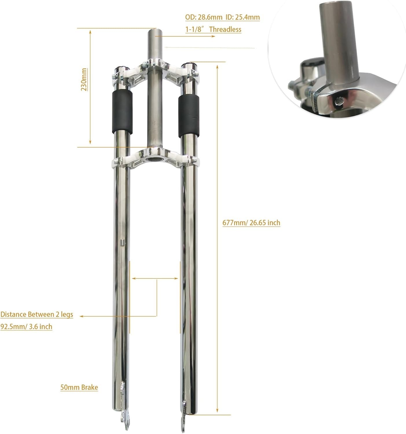 CDHPOWER Bicycle/Bike Fork 26″ Non-Suspension Tripe Tree Fork Gas Motorized Bike
