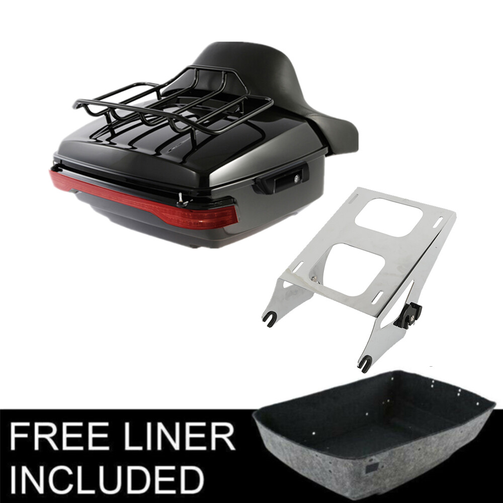 13.7” King Trunk Backrest Top Rack Tail Light Fit For Harley Touring 2014-2026