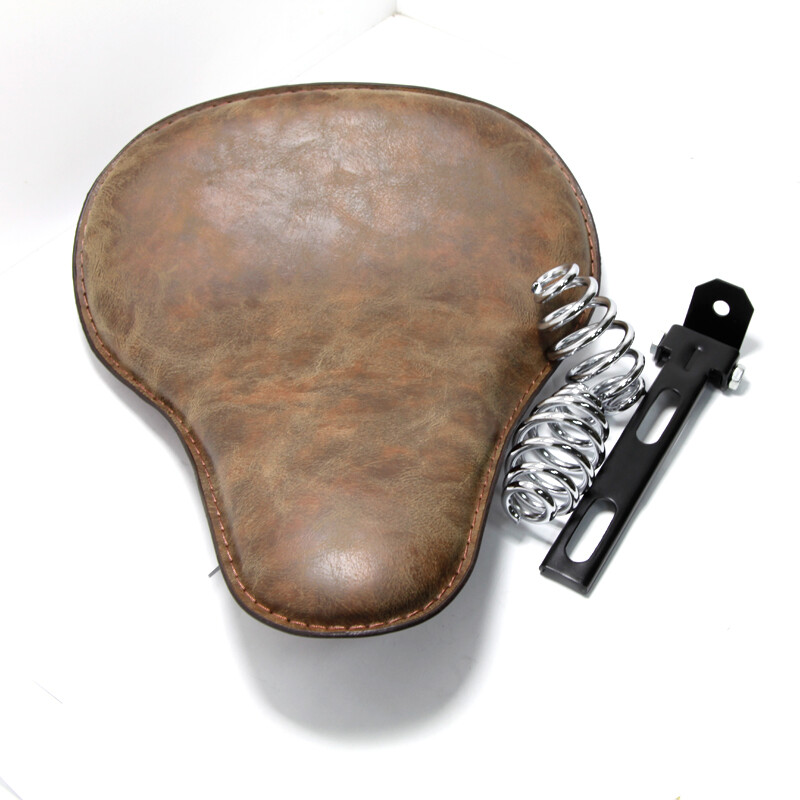 Brown Motorcycle Leather Solo Seat Custom Fit For Harley Davidson Chopper Bobber