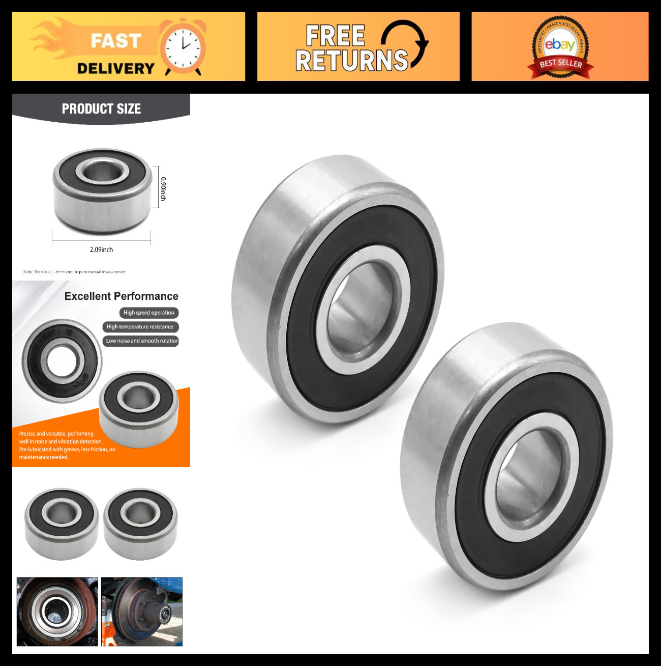 2 Pack 3/4″ Bore Wheel Bearings Seal Kit – Durable Replacement for Harley Models
