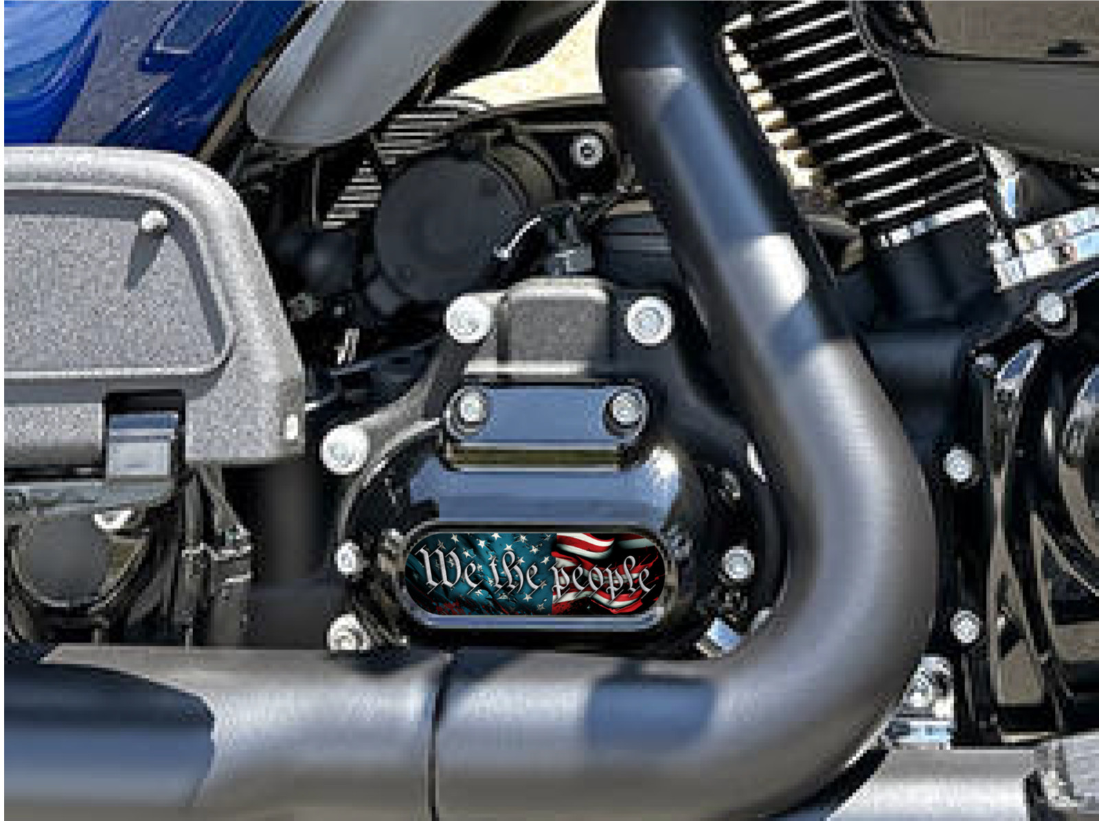 We The People American Flag M8 Transmission Cover Insert. Fits Harley M8 Motors