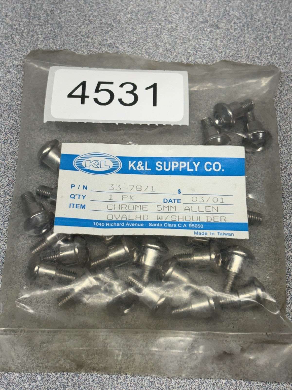 K&L Supply Chrome Oval 5Mm Allen Head Shoulder Screw Bolt Part Number – 33-7871