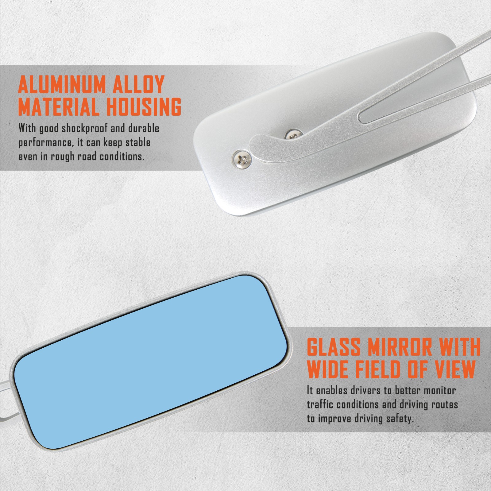 8mm/10mm Rectangle Motorcycle Rearview Side Mirrors For Honda Ruckus 50 NPS50