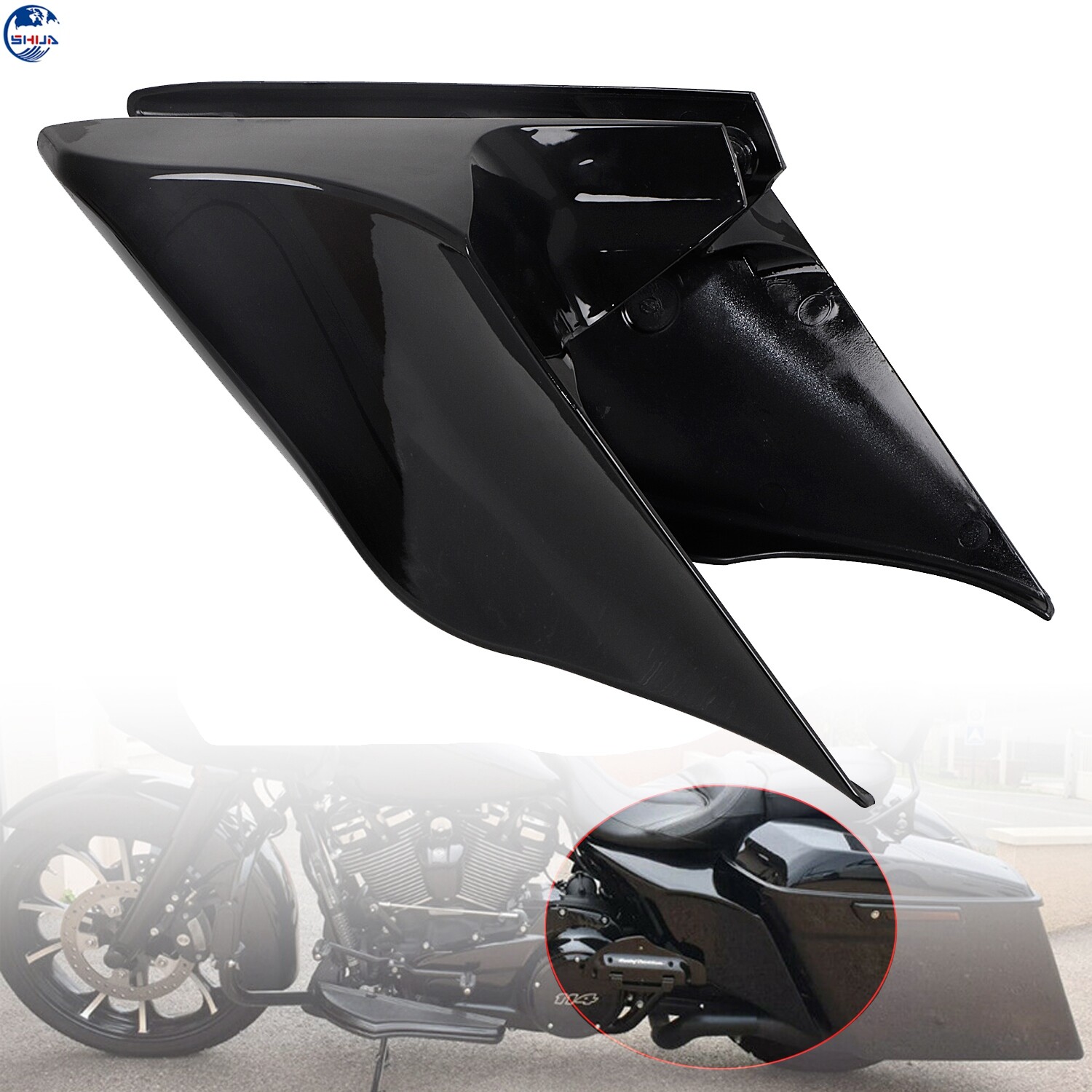 Glossy Black Stretched Side Cover For Harley Electra Glide Ultra Limited FLHTK