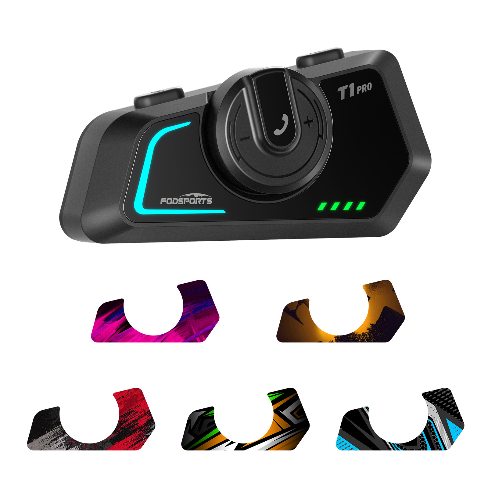 T1 Pro Motorcycle Intercom 6 Riders Group 2000m Bluetooth Helmet Headset+Sticker