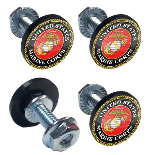 Black Motorcycle License Plate Frame Tag Bolt Kit 4 Pcs – USMC MARINE CORPS