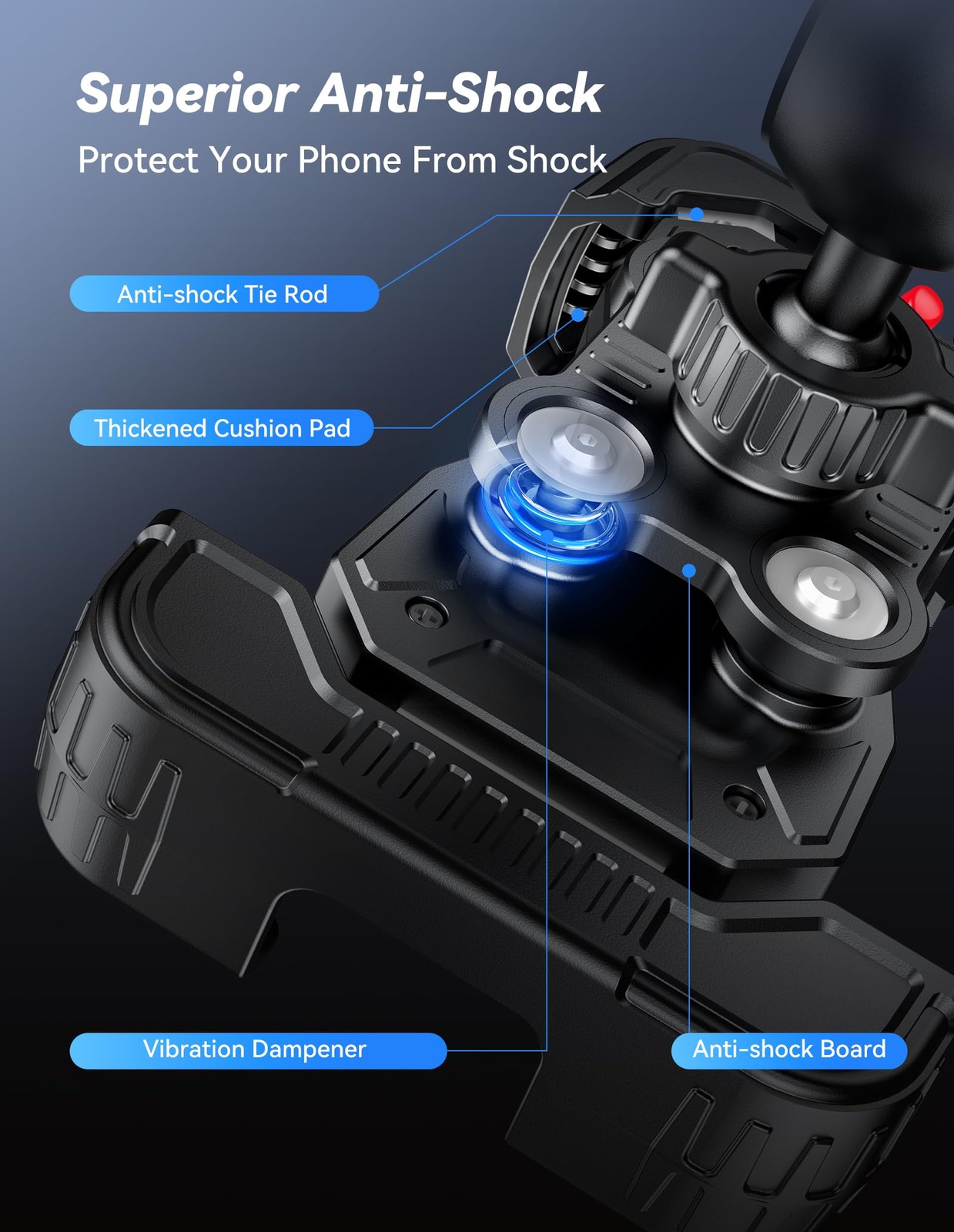 TECKNET Motorcycle Phone Mount, Bike Holder for 4.7–6.8″ Phones Black