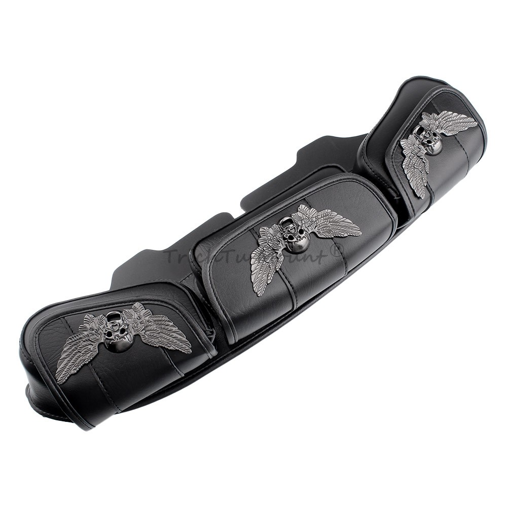 Skull Style Windshield 3 Pouch Pocket Fairing Bag Fit for Harley Electra Glide