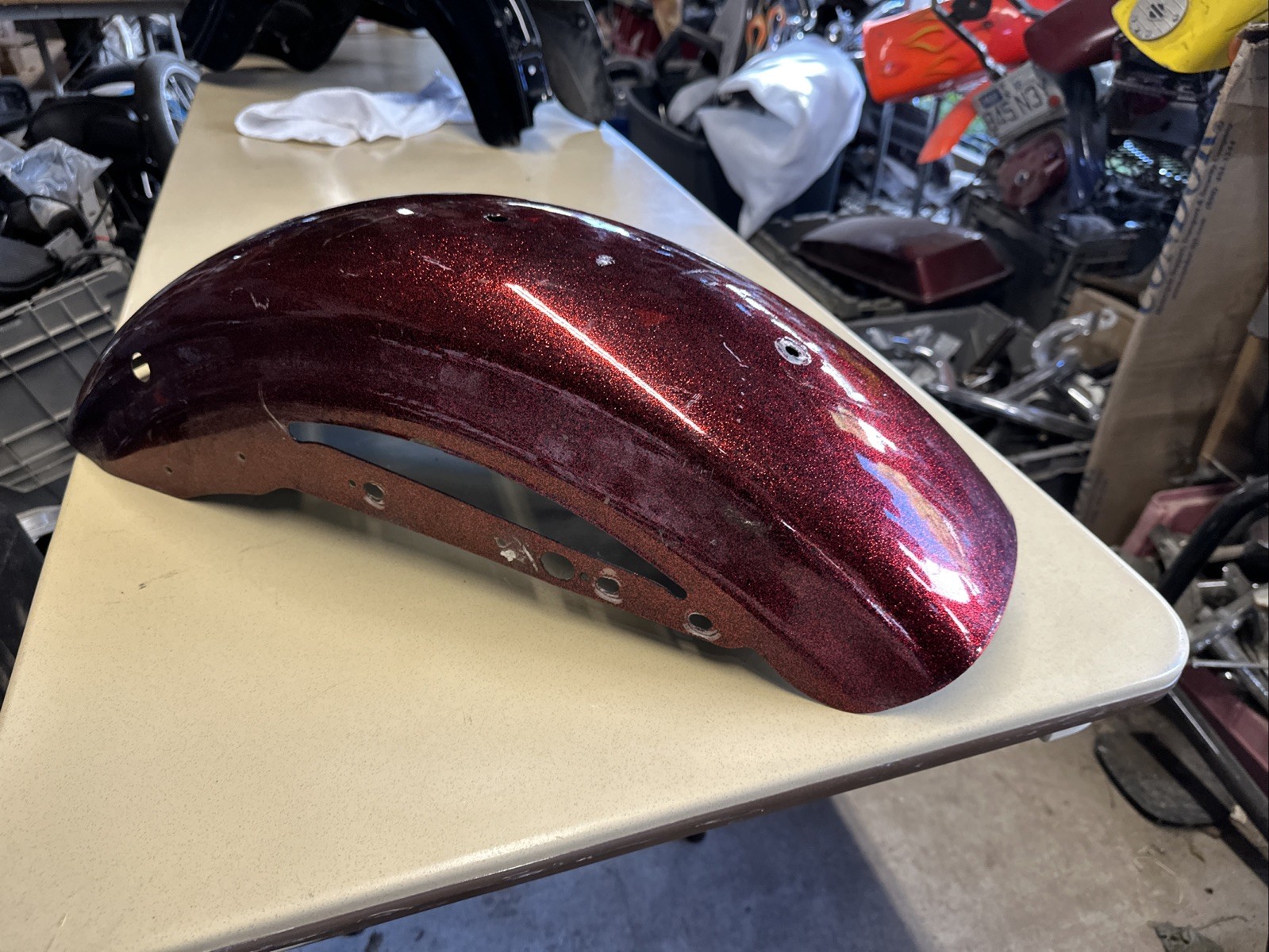 Harley Hard Candy Red Sportster Fender Custom Scratches Rear Metalflake OEM